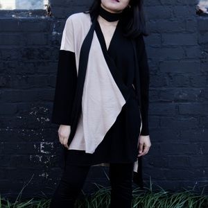 Zara Black & Beige Wrap Top